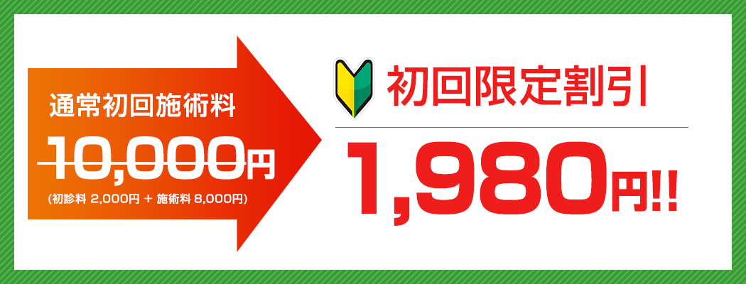 諦めていた辛い慢性腰痛を改善したい方。1日1名様限定割引!